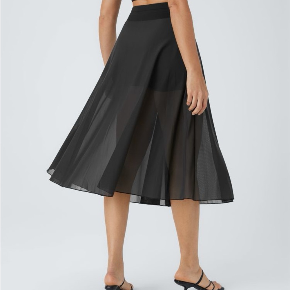 HALARA Black Asymmetrical Pleated Midi Skirt - Picture 6 of 8